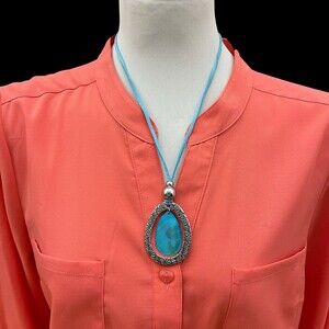 Silver-tone Aqua Blue Women's Fashion Necklace
